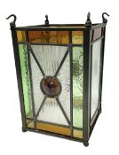 Arts and Crafts style leaded glass lantern