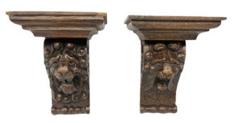 Pair of 19th century oak wall brackets