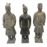Three Chinese 'Terracotta Warrior' style figures