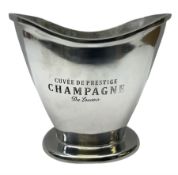 Polished aluminium Champagne bucket inscribed 'Cuvee de Prestige Champagne du Louvois' H24.5cm