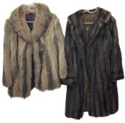 Lady's three-quarter length musquash fur coat and lady's fox fur jacket (2)