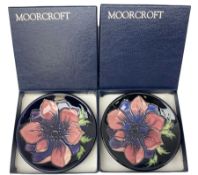 Two Moorcroft pin dishes decorated in the 'Anemone' pattern