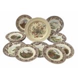 Set of four Spode Woodland Stream plates comprising Perch