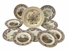 Set of four Spode Woodland Stream plates comprising Perch