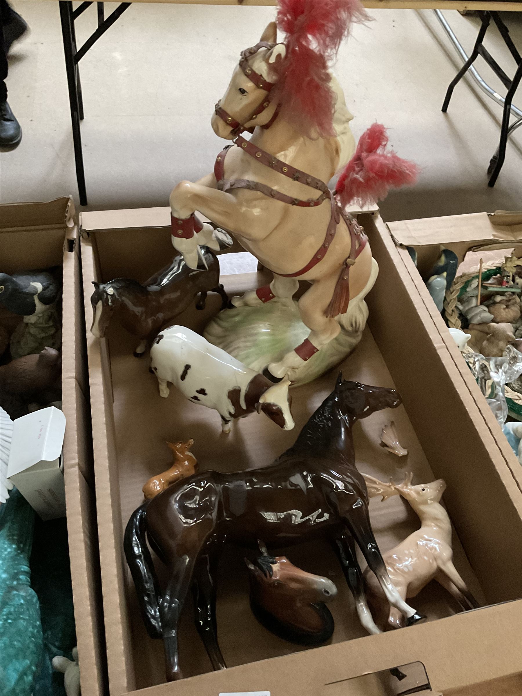 Three boxes of animal figures to include mainly ceramic and composite examples - Image 5 of 5