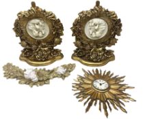Pair of gilt wall brackets with composite relief in the centre