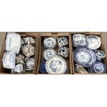 Quantity of blue and white ceramics to include 'Yuan' pattern Wood and Sons dinner wares etc in thre