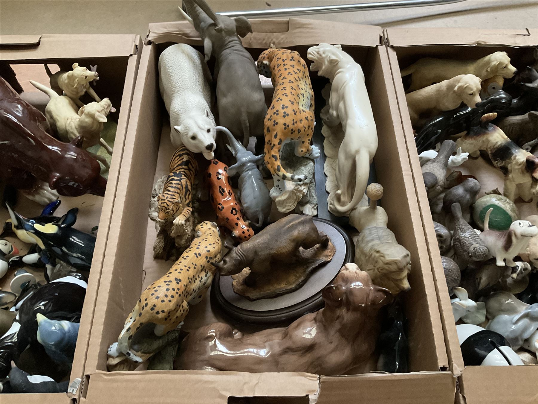 Three boxes of animal figures to include mainly ceramic and composite examples - Image 3 of 4