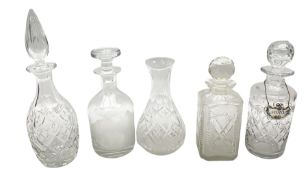 Group of clear glass decanters