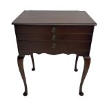 20th century mahogany three drawer canteen table
