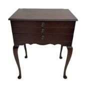 20th century mahogany three drawer canteen table