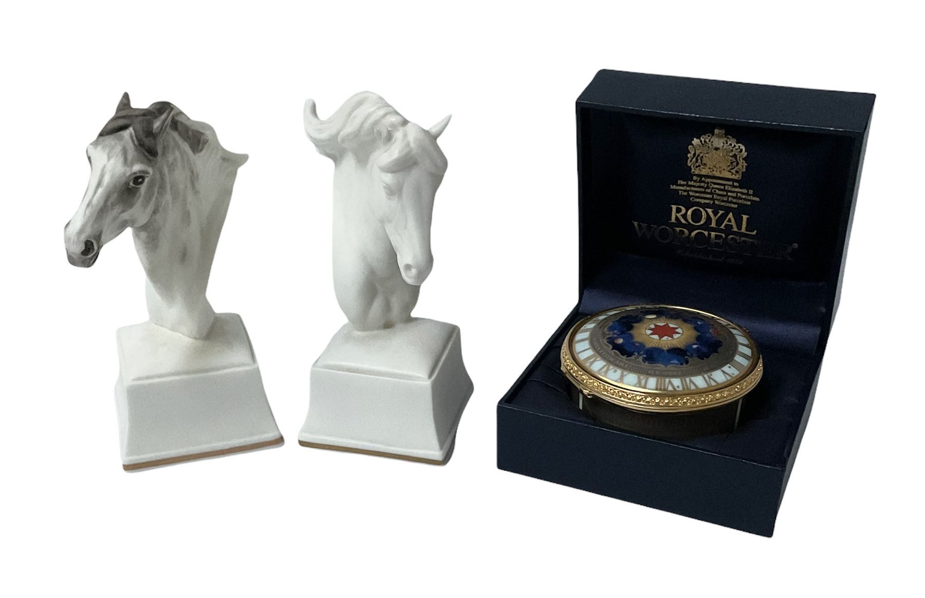 Quantity of Royal Worcester comprising boxed Millenium box and two equestrian busts to include horse