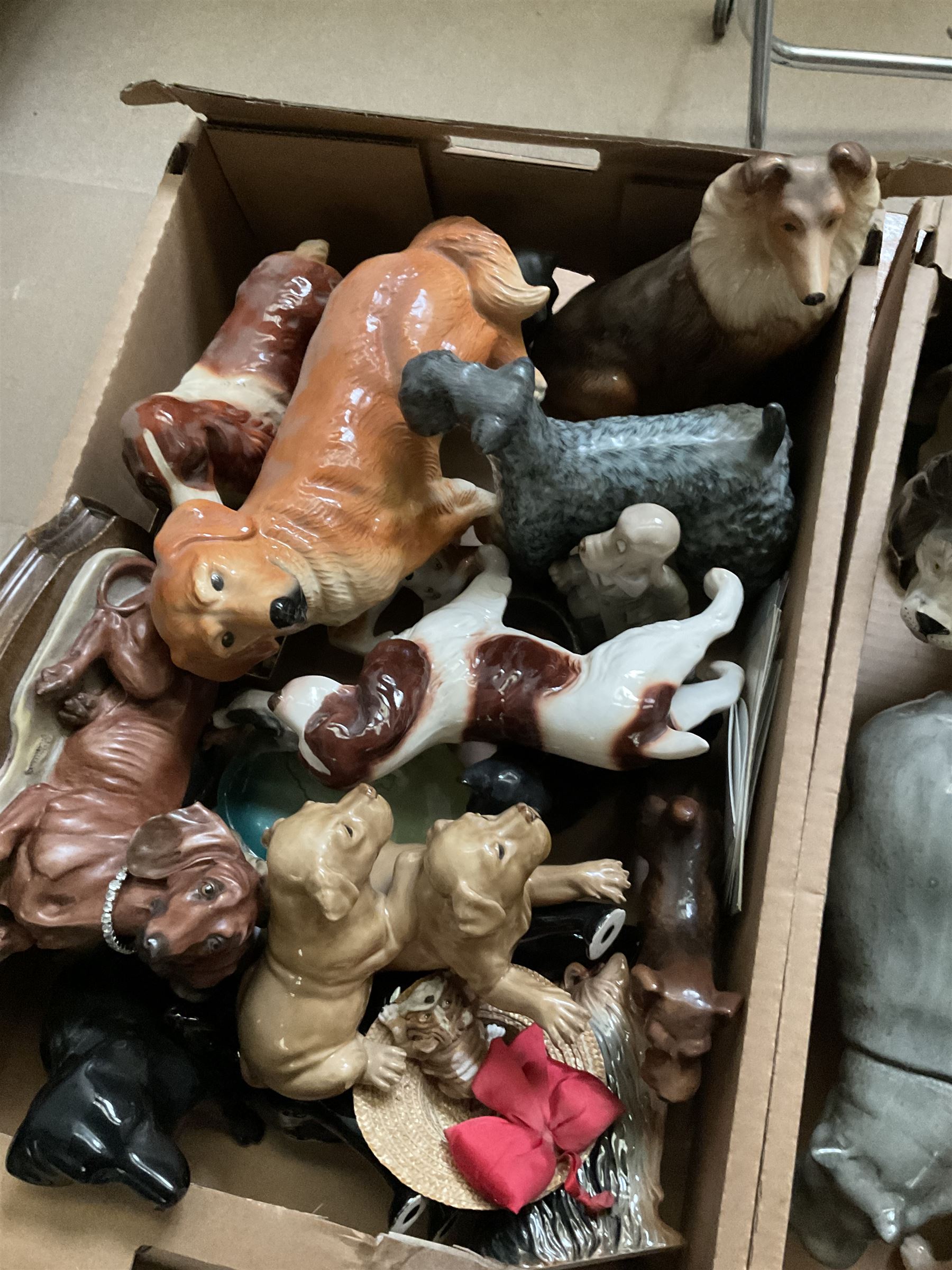 Two boxes of animal figures to include mainly ceramic and composite examples - Image 2 of 3