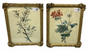 Pair of gilt framed and glazed pencil and watercolour studies of flowers