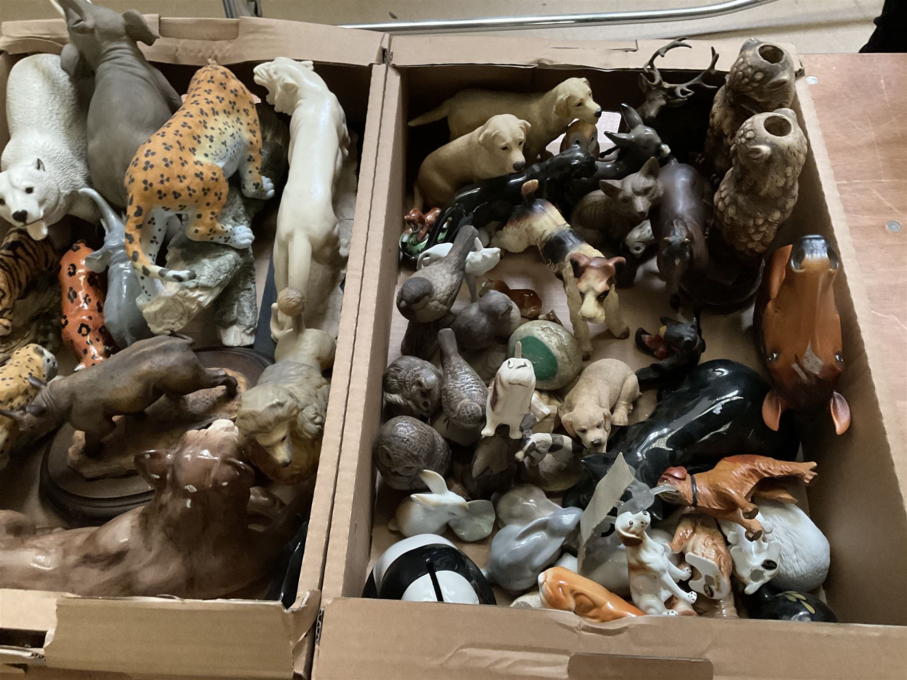 Three boxes of animal figures to include mainly ceramic and composite examples - Image 4 of 4