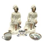 Two Staffordshire pottery flat back figures of the lion slayer