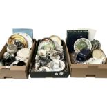 Three boxes of ceramics to include boxed collectors plates including Royal Worcester and Coalport et