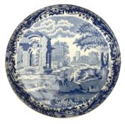 19th century blue and white Italian pattern cheese comport