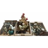 Three boxes of animal figures to include mainly ceramic and composite examples