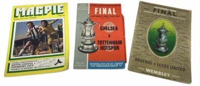 Three football programmes / match-day magazines