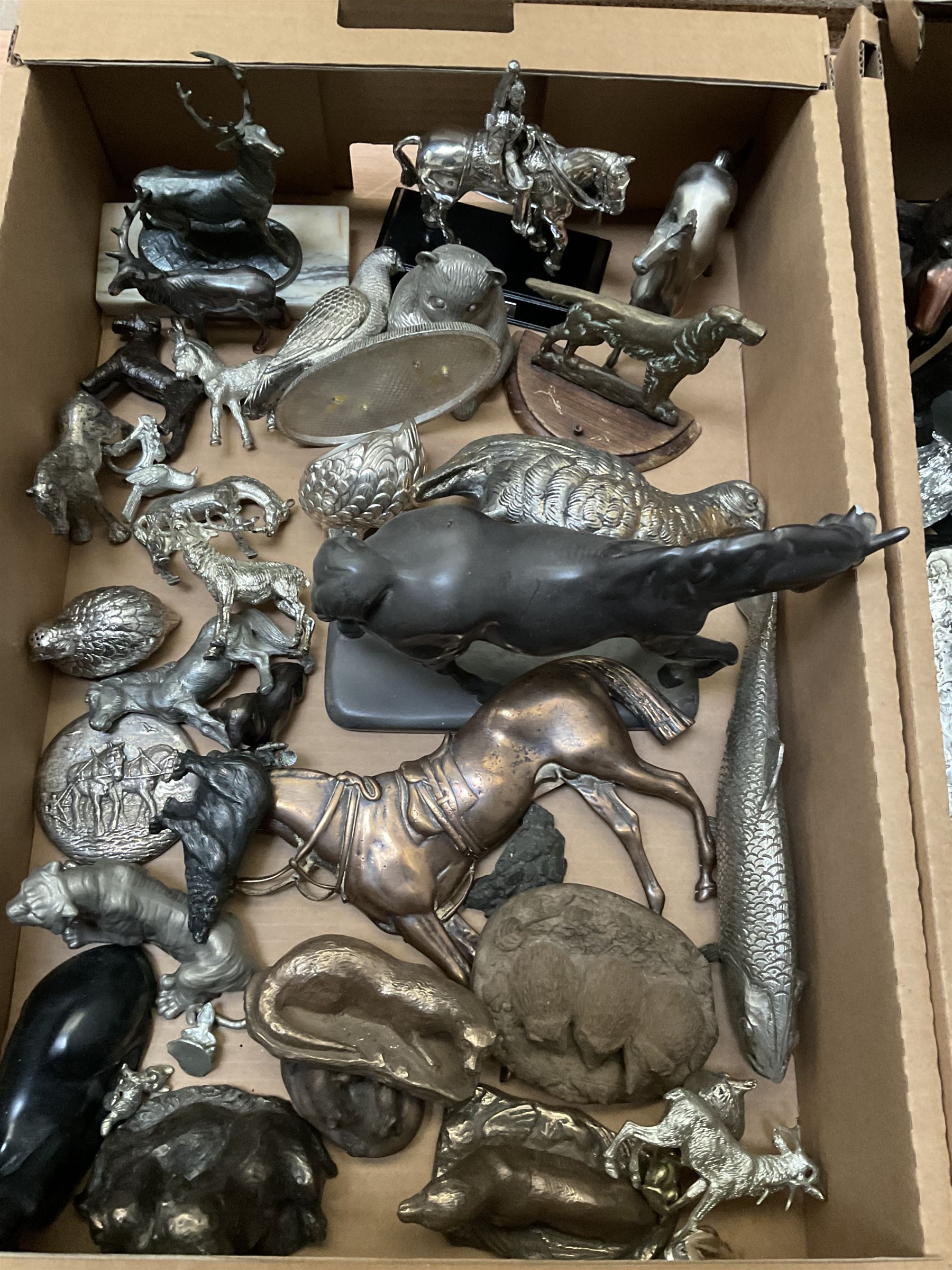 Quantity of metal and composite animal figures to include soapstone examples of horses and dogs etc - Image 2 of 4