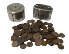 The Yorkshire Penny Bank Ltd money box containing coins and another Barclays Bank Limited Home Safe