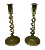 Pair of 19th century brass barley twist candlesticks