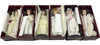 Six boxed Danbury Mint collectors dolls