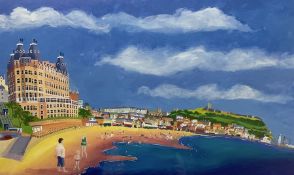 Jan Richardson (British Contemporary): 'The Grand with Donkeys - Scarborough'