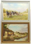A E Duffill (British 20th century): 'The Old Forge at Twilight' and 'The Reaper'