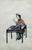 Chinese School (19th century): Woman sewing