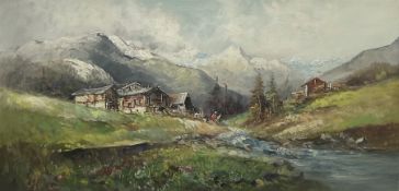 Continental School (20th century): Alpine Valley Scene