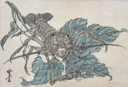 Kawanabe Kyosai (Japanese 1831-1889): 'Lobster and Shrimp'