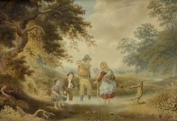 Circle of John White Abbott (British 1763-1851): Family Crossing Stream