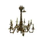 Mid to late 20th century gilt metal chandelier