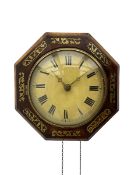 A German 19th century "Postman's" weight driven wall clock striking the hours on a gong