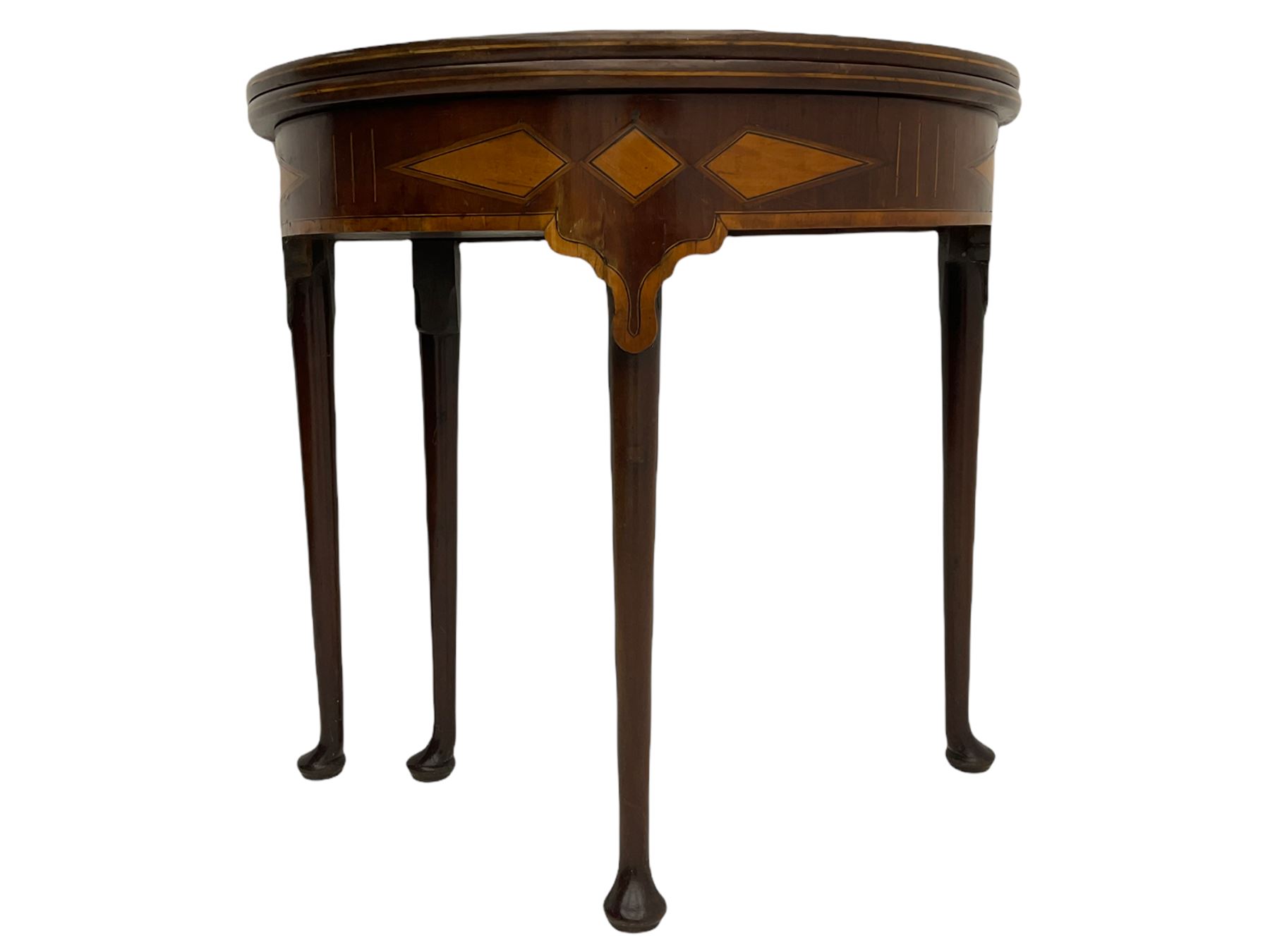 Georgian inlaid mahogany demi-lune card table