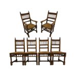 Set six late 19th/early 20th century oak dining chairs