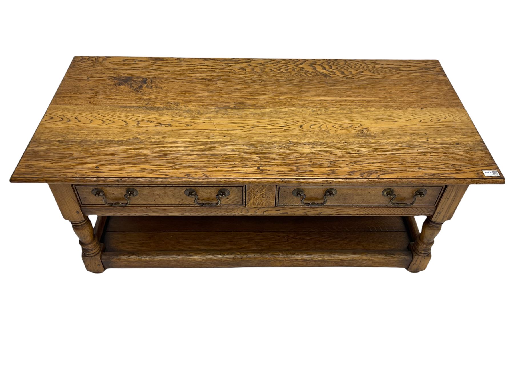 Rectangular oak coffee table - Image 4 of 6