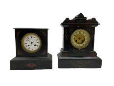 A late 19th century French eight-day mantle clock striking the hours and half hours on a coiled gong