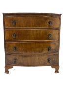 20th century walnut bow front chest