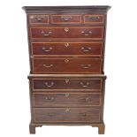 19th century inlaid mahogany chest on chest