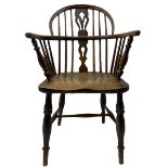 19th century elm and ash Windsor armchair