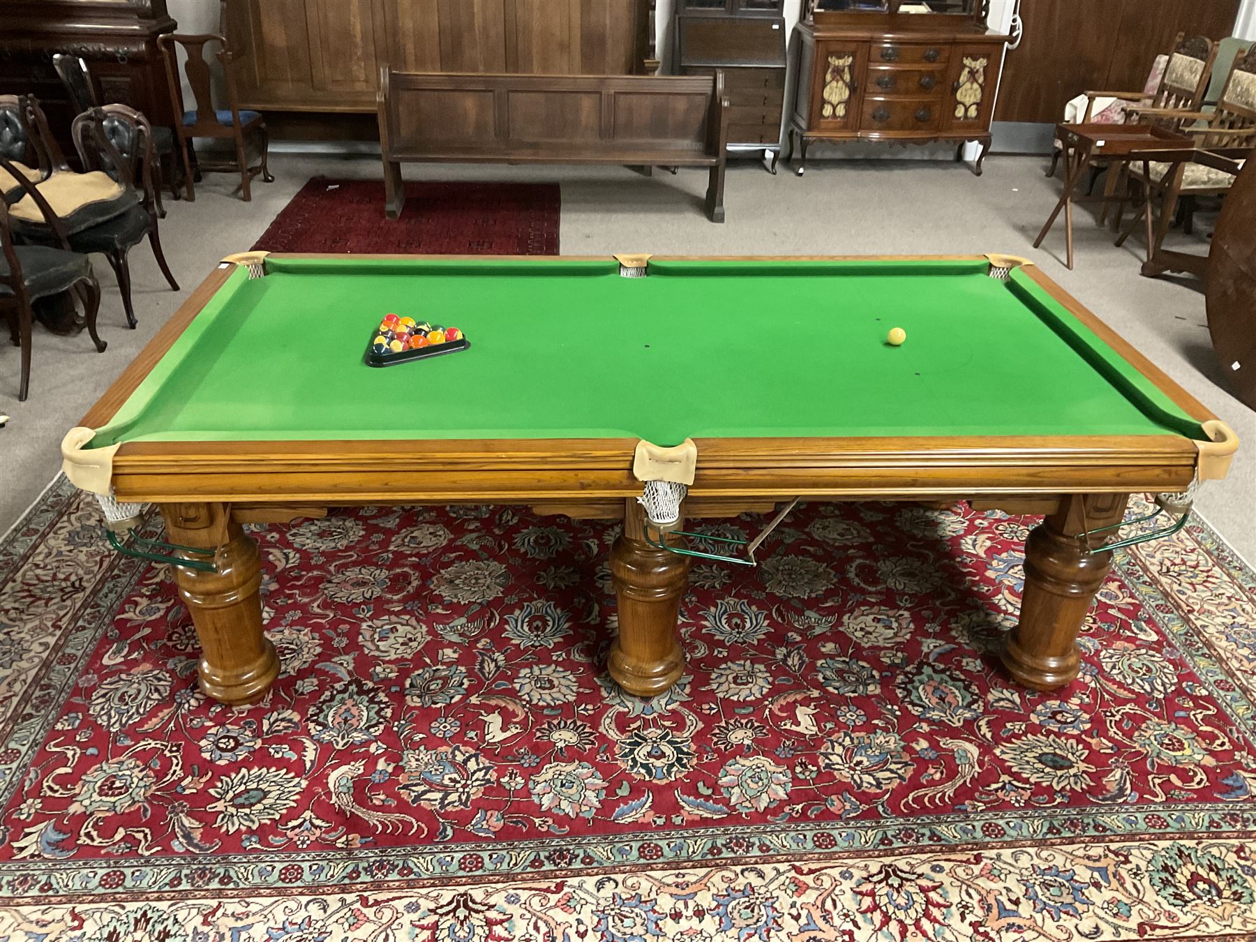 Late 20th century oak slate bed billiard table - Bild 4 aus 7