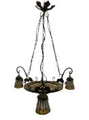 Art Nouveau style wrought metal ceiling light fitting