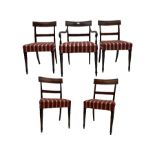 Set five 19th century mahogany dining chairs