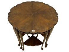 Mid 20th century figured walnut nest of tables