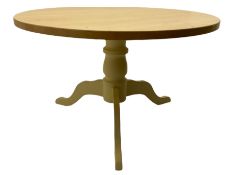 Late 20th century circular beech top dining table