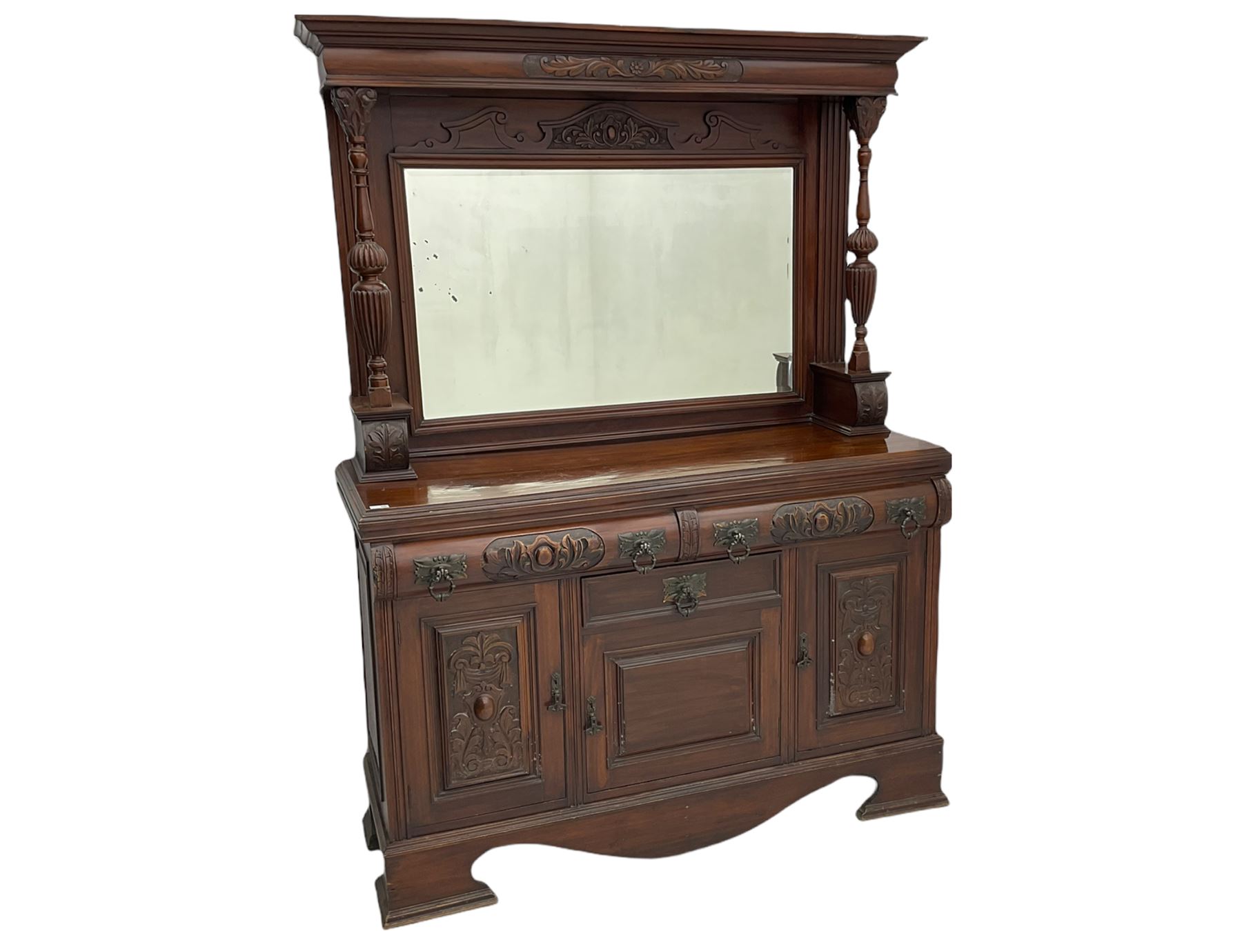 Edwardian carved walnut mirror back sideboard - Image 6 of 9