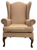20th century walnut framed wingback armchair